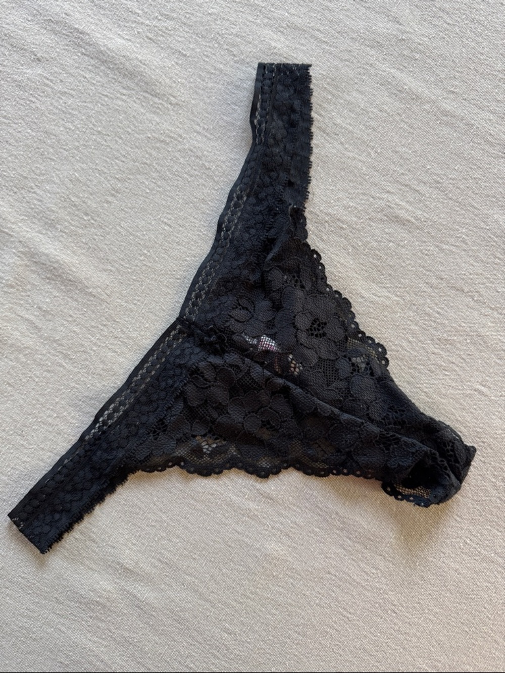 PINK Victoria's Secret Black Lace Thong Panty